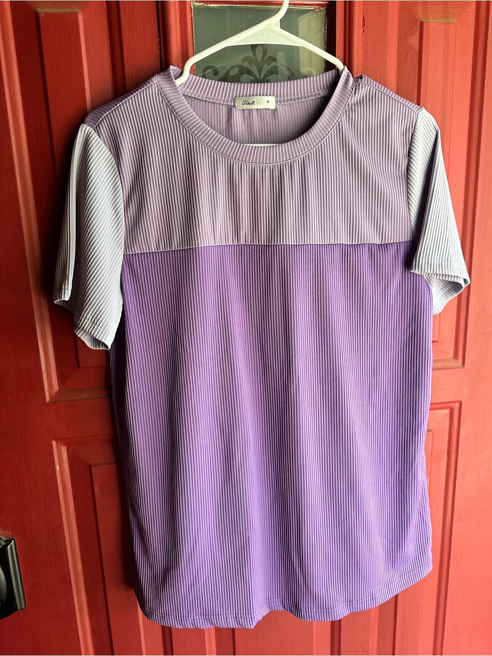 Lilac Two-Tone Ribbed Tee